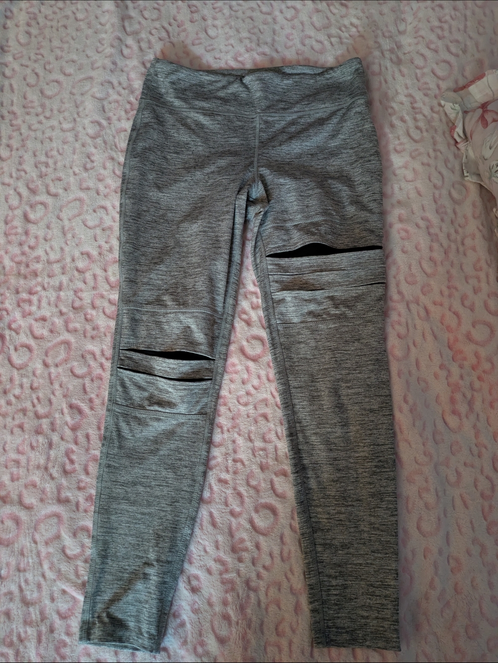 Cloud Chaser Gray Leggings with Knee Slits